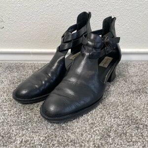 Seychelles Ankle Booties Womens Size 10 M Black Leather Double Buckle Flex Tred